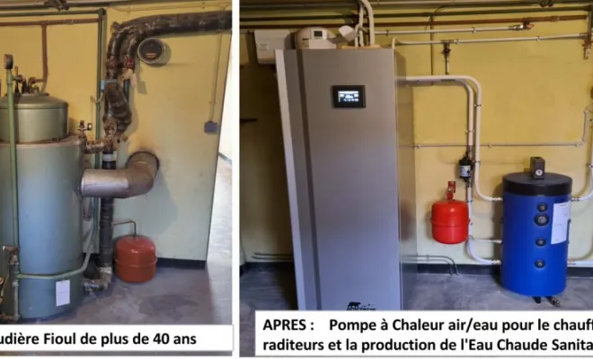 Avant / Après: Remplacement d'une chaudière fioul par une Pompe à Chaleur Air/Eau haute température à La Tour-du-Pin, Bourgoin-Jallieu, Ets Laurent Mathieu